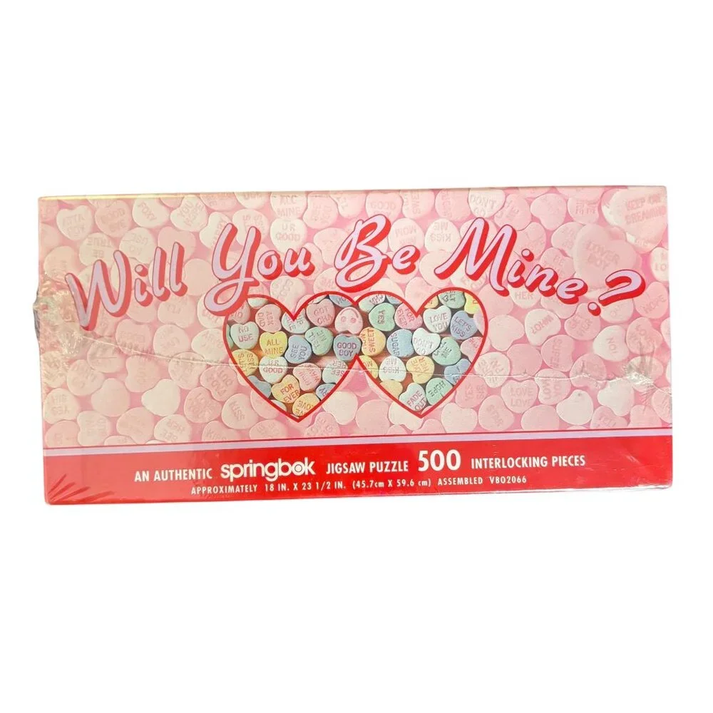 Will You Be Mine Springbok 500 Piece Jigsaw Puzzle Candy Hearts Design 18 x 23.5